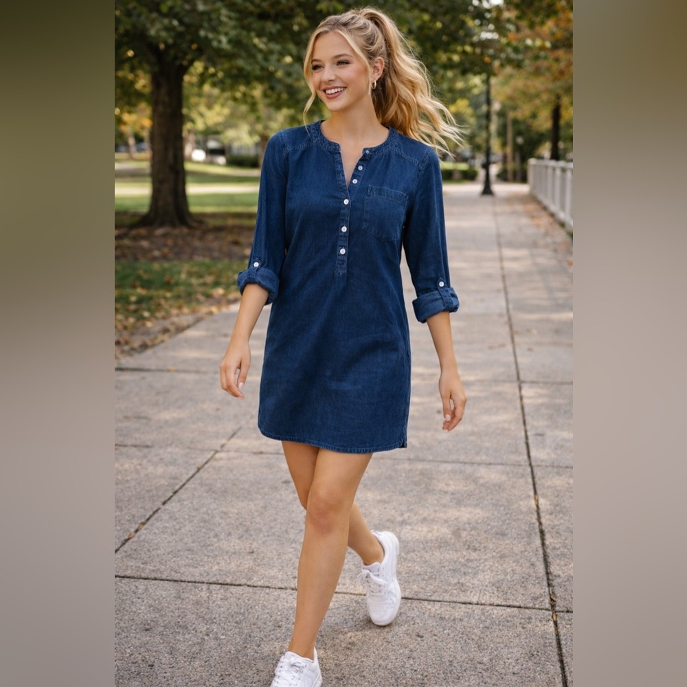 Express Dark Blue Denim Tunic Dress